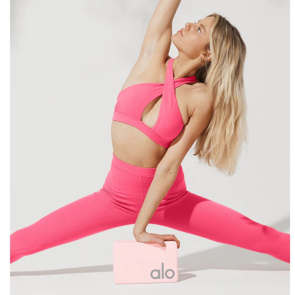 ALO Yoga High-Waist Ribbed 7/8 Blissful Legging, Size Large